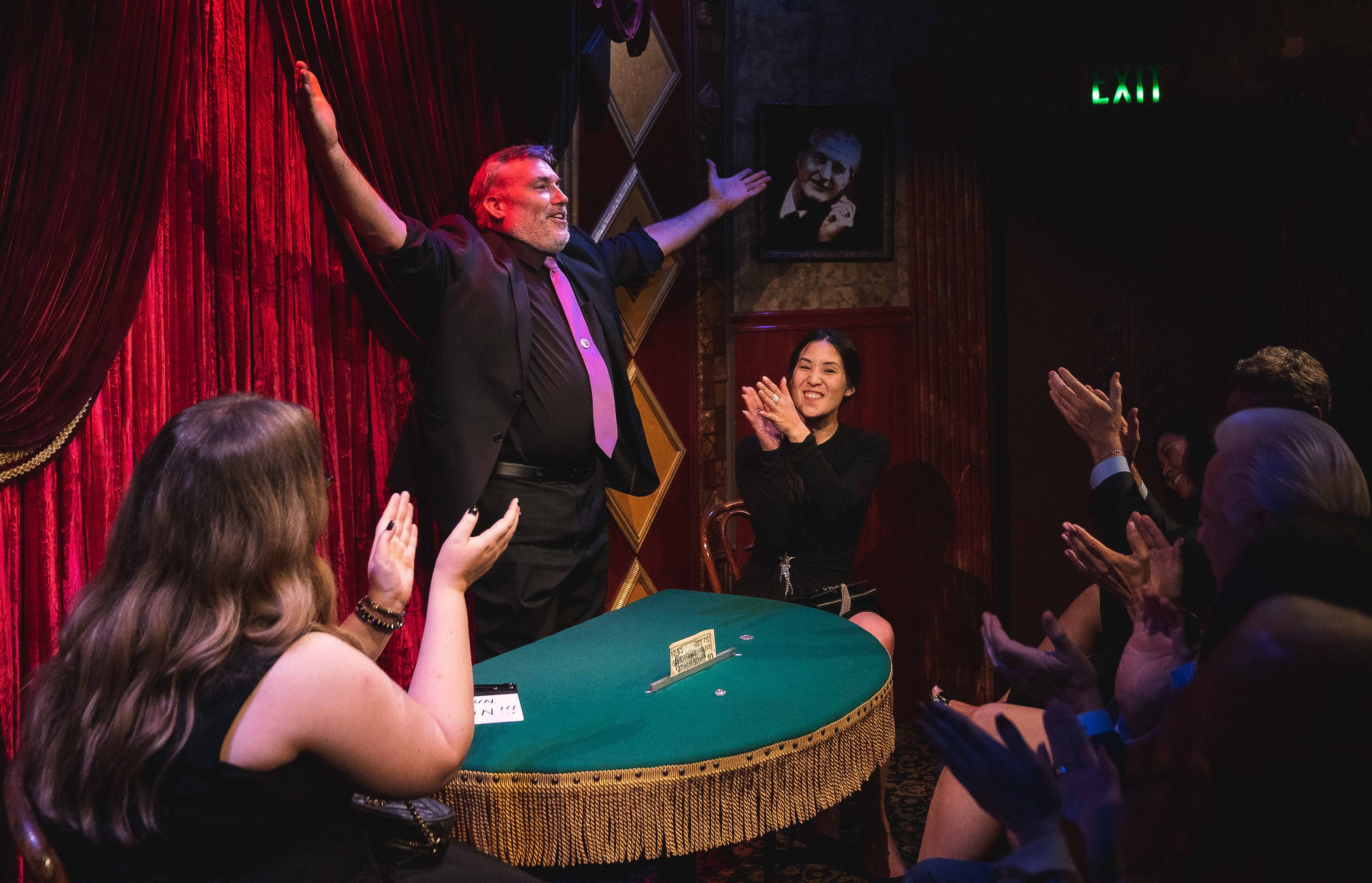 James R. Bentley taking a bow at the Close-Up Gallery, The Magic Castle