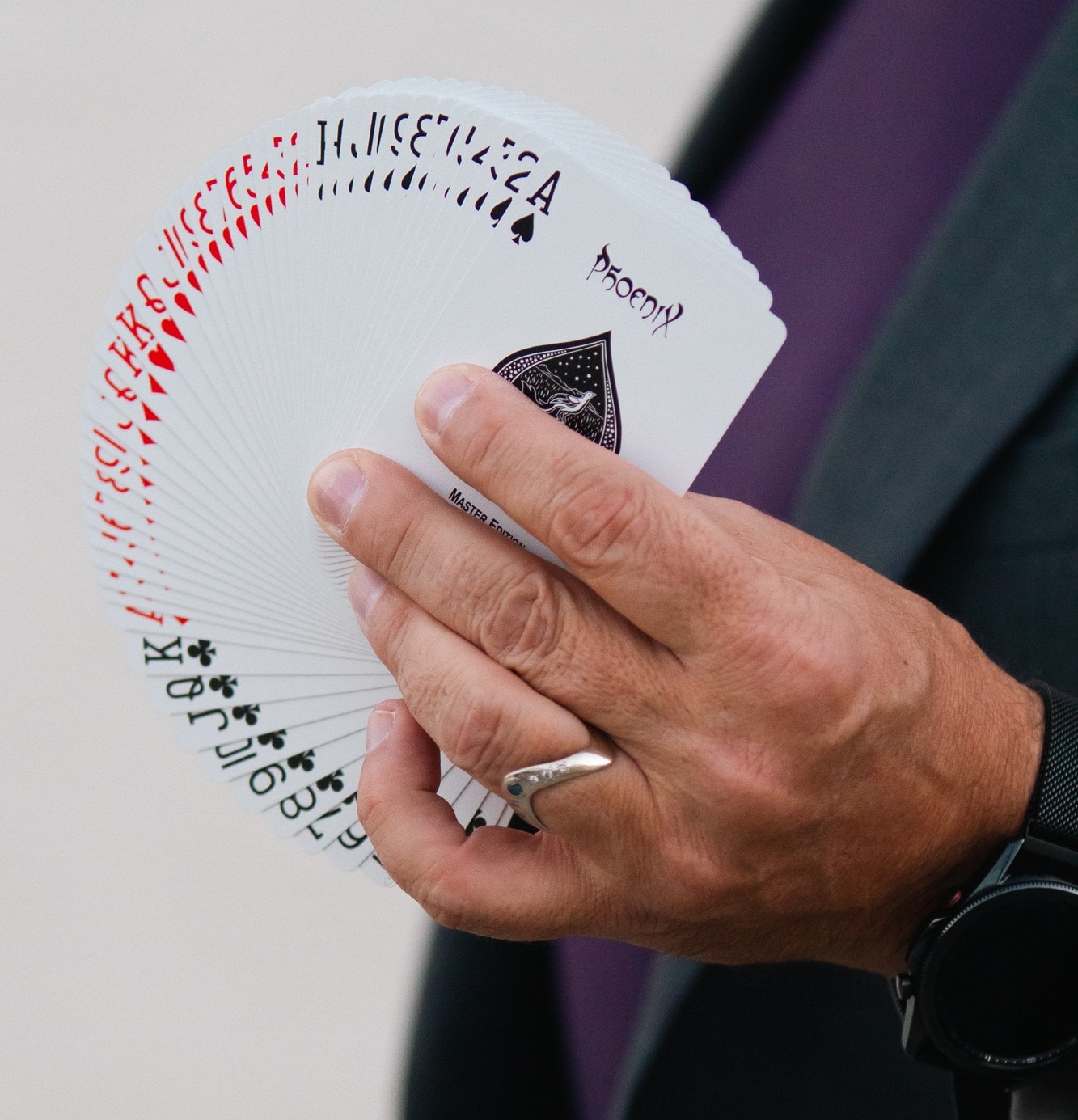 James R. Bentley performing close-up card magic
